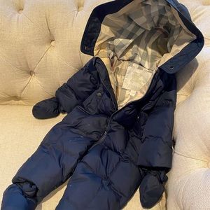 Navy Burberry infant snowsuit